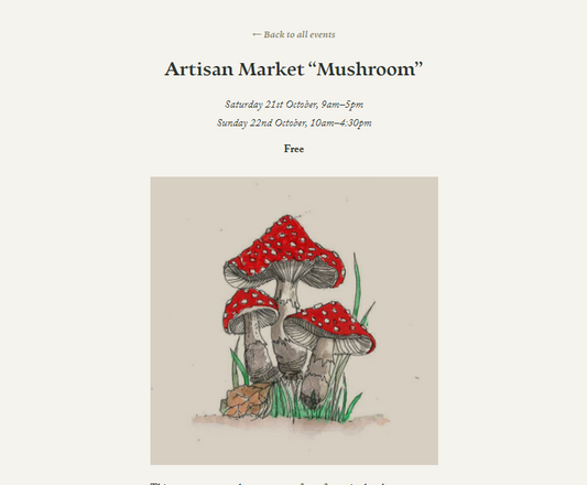 22nd October 2023 - Mushroom Artisan Market