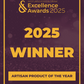 2025 Excellence Awards winner badge for Artisan Product of the Year on a purple background